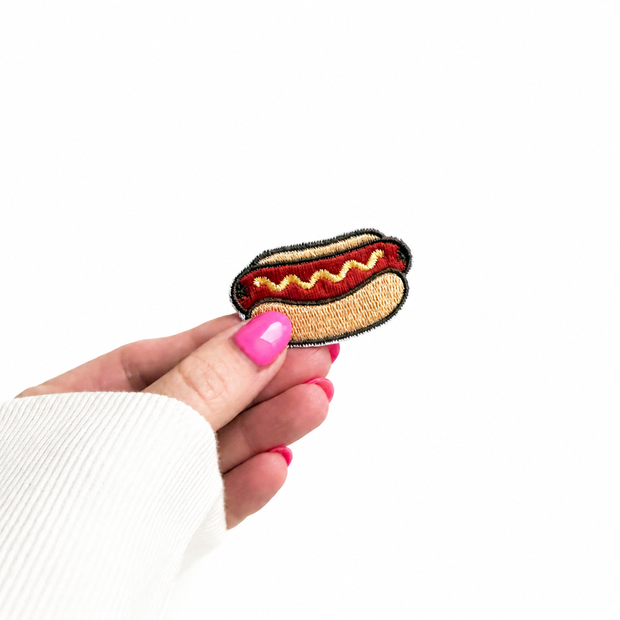 Set of 3 - Tiny Patch Hot Dog Original Embroidered Iron-on Patch