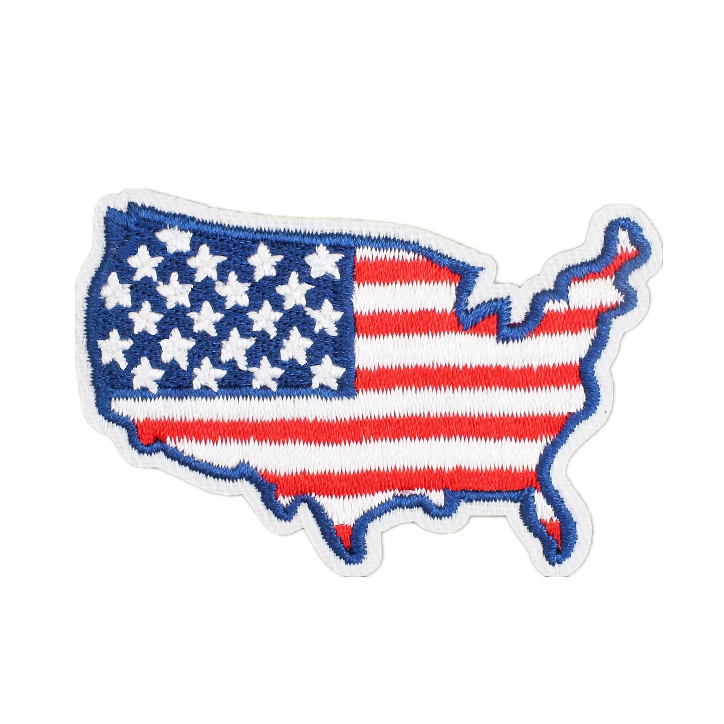 USA Shaped Flag Embroidered Iron-on Patch