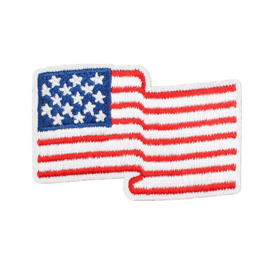 Wavy American Flag Embroidered Iron-on Patch