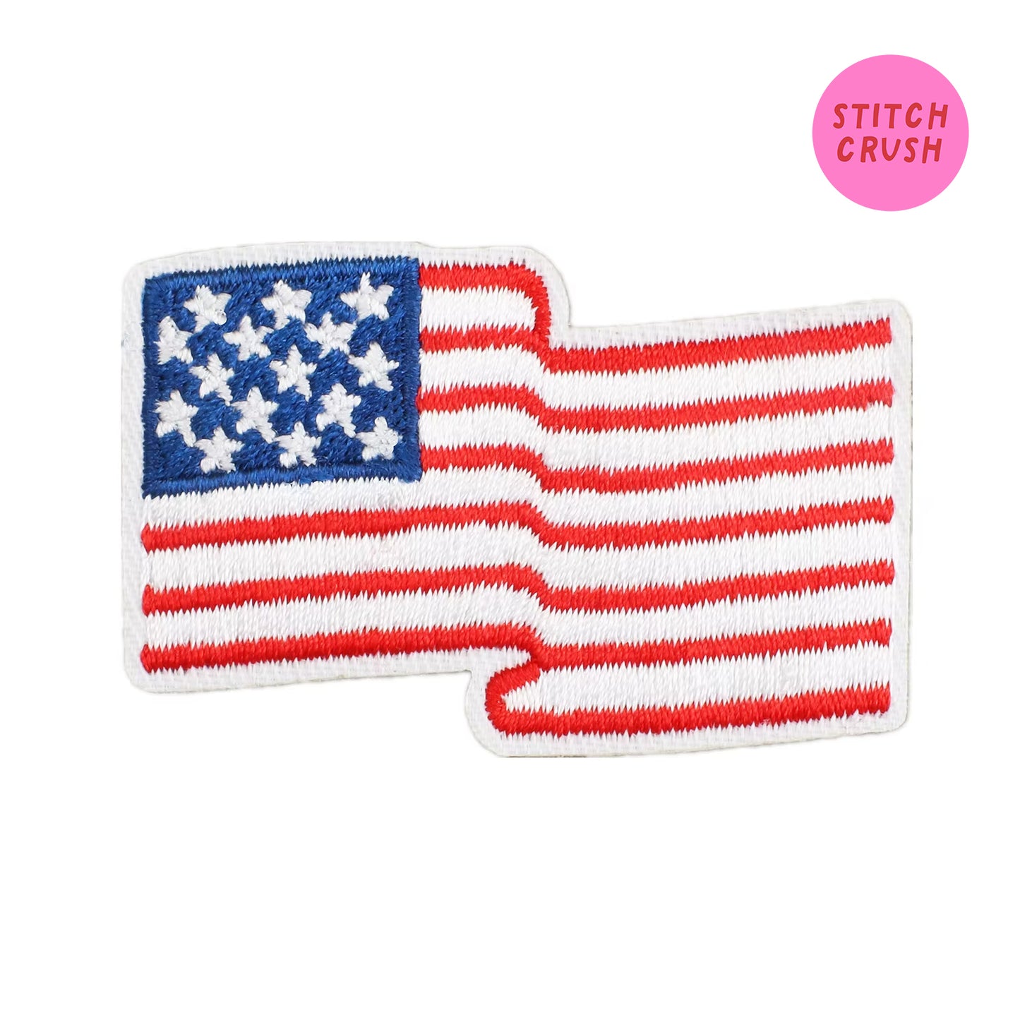 Wavy American Flag Embroidered Iron-on Patch