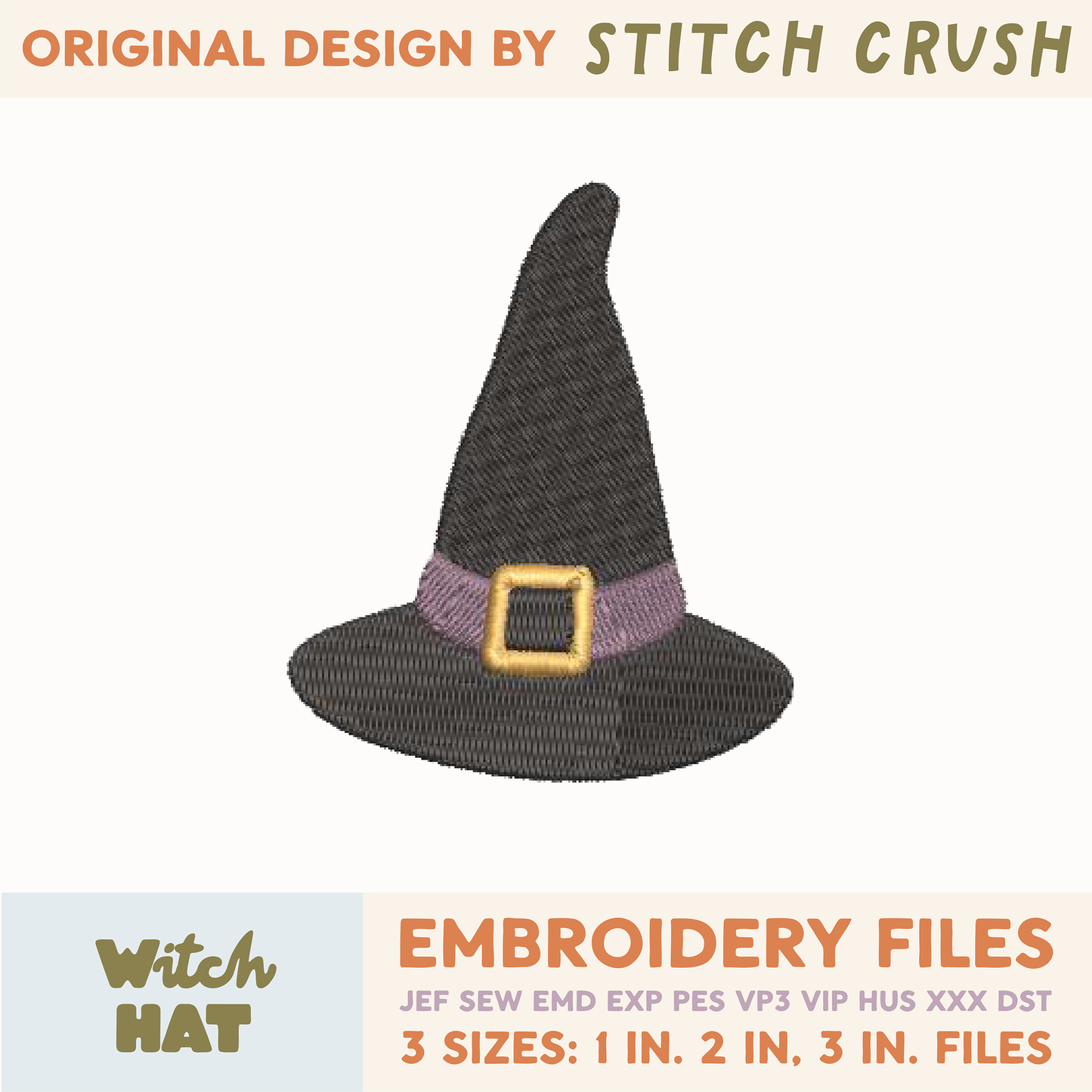 DIGITAL Embroidery File - Witch Hat - Halloween Icons
