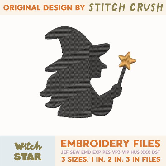 DIGITAL Embroidery File - Witch Star - Halloween Icons