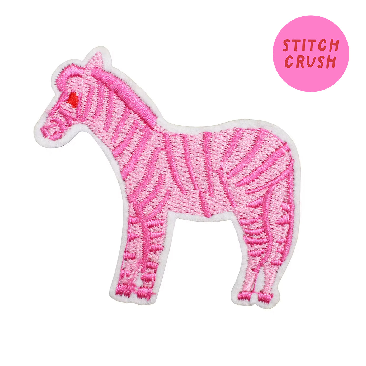 Pink Zebra Embroidered Iron-on Patch